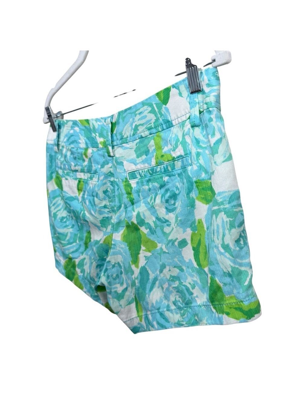 Lilly Pulitzer Callahan Shorts Size 2 Blue Green Floral Cotton - Picture 5 of 9